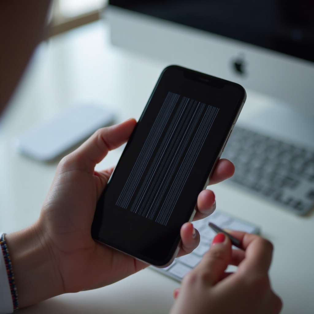 белые линии на экране iPhone